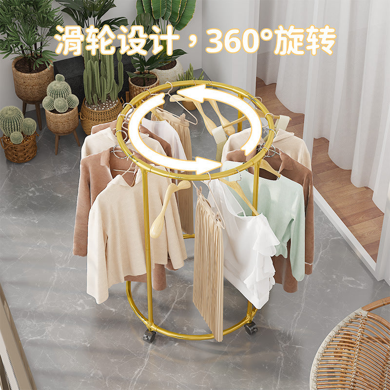 Suport rotund din oțel Inoxidabil pentru haine, cu roti, finisaj cromat, capacitate 40 kg