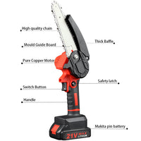 Mini Fierastrau Electric 24V cu Lant 6 inch si 2 Acumulatori 2000 mAh