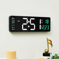 Ceas Digital de Perete cu Afișaj LED Mare 38.7cm – Dată, Temperatură, Alarmă, Ziua Săptămânii, Telecomandă Inclusă - imagine