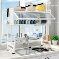 Suport de vase metalic multifunctional cu scurgator, suport pentru ustensile si tacamuri - imagine 3