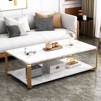 Masuta de cafea cu raft de depozitare, stil italian, 110x60x43cm, blat MDF si cadru metalic - imagine 2