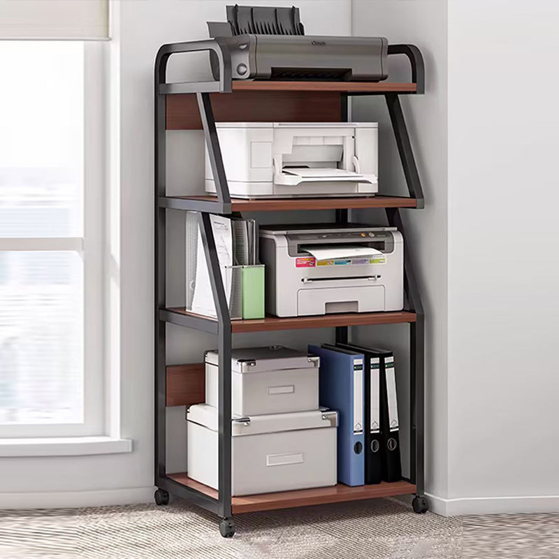 Raft multifunctional cu roti pentru birou, 4 niveluri, cadru metalic, blat MDF, 55x40x131 cm