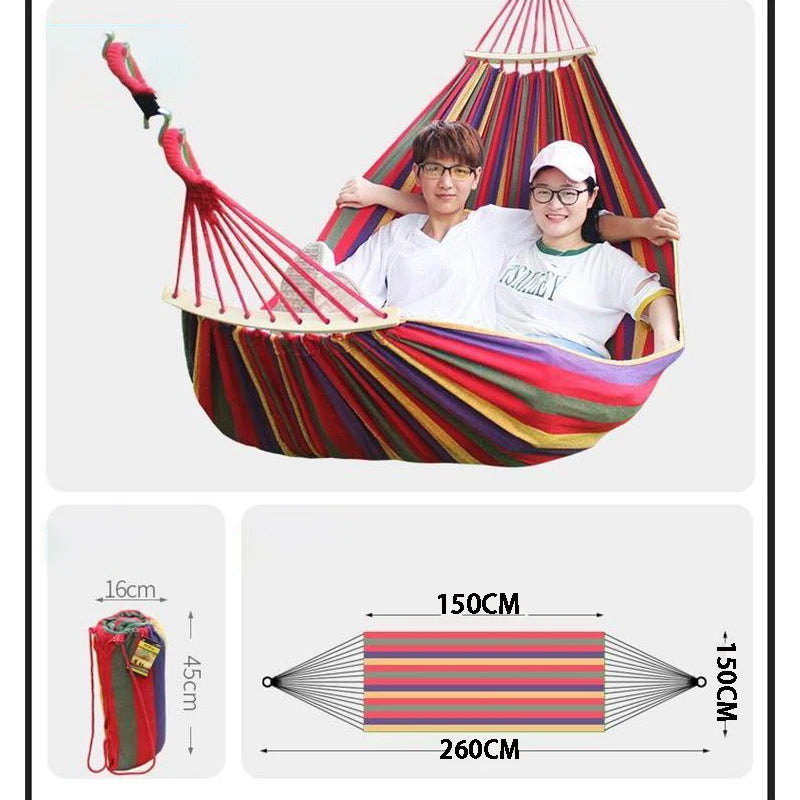 Pachet 2 hamace XL din bumbac cu bara de lemn si prindere metalica