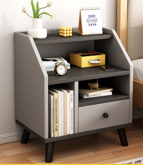 Noptiera moderna cu 3 polite si un sertar, 40x30x53cm