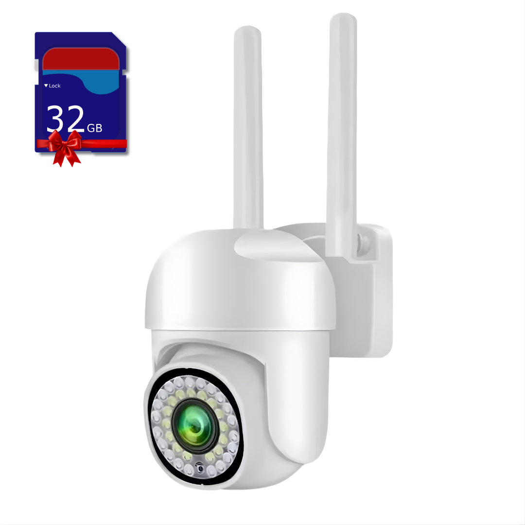 Camera de supraveghere WiFi pentru exterior cu Card 32GB Inclus, HD panoramica, vedere nocturna, audio bidirectional, rezistenta la apa, 2MP sau 3MP