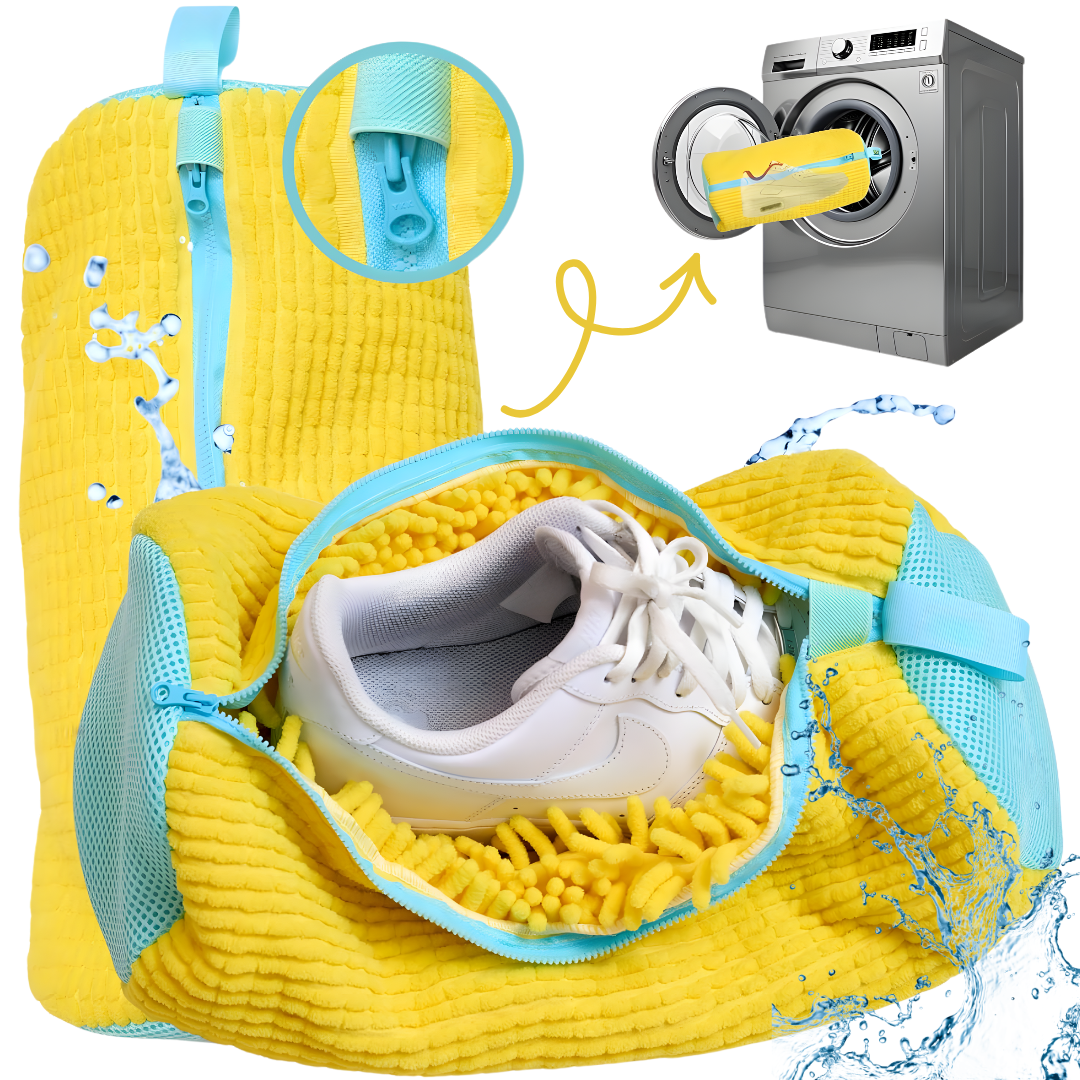 Sac pentru spalat incaltaminte din poliester – reutilizabil, rezistent, model galben, pentru masina de spalat si uscare