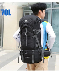 Rucsac drumetie 70L cu husa ploaie si sistem prindere echipament 70x32x23 cm - imagine 2