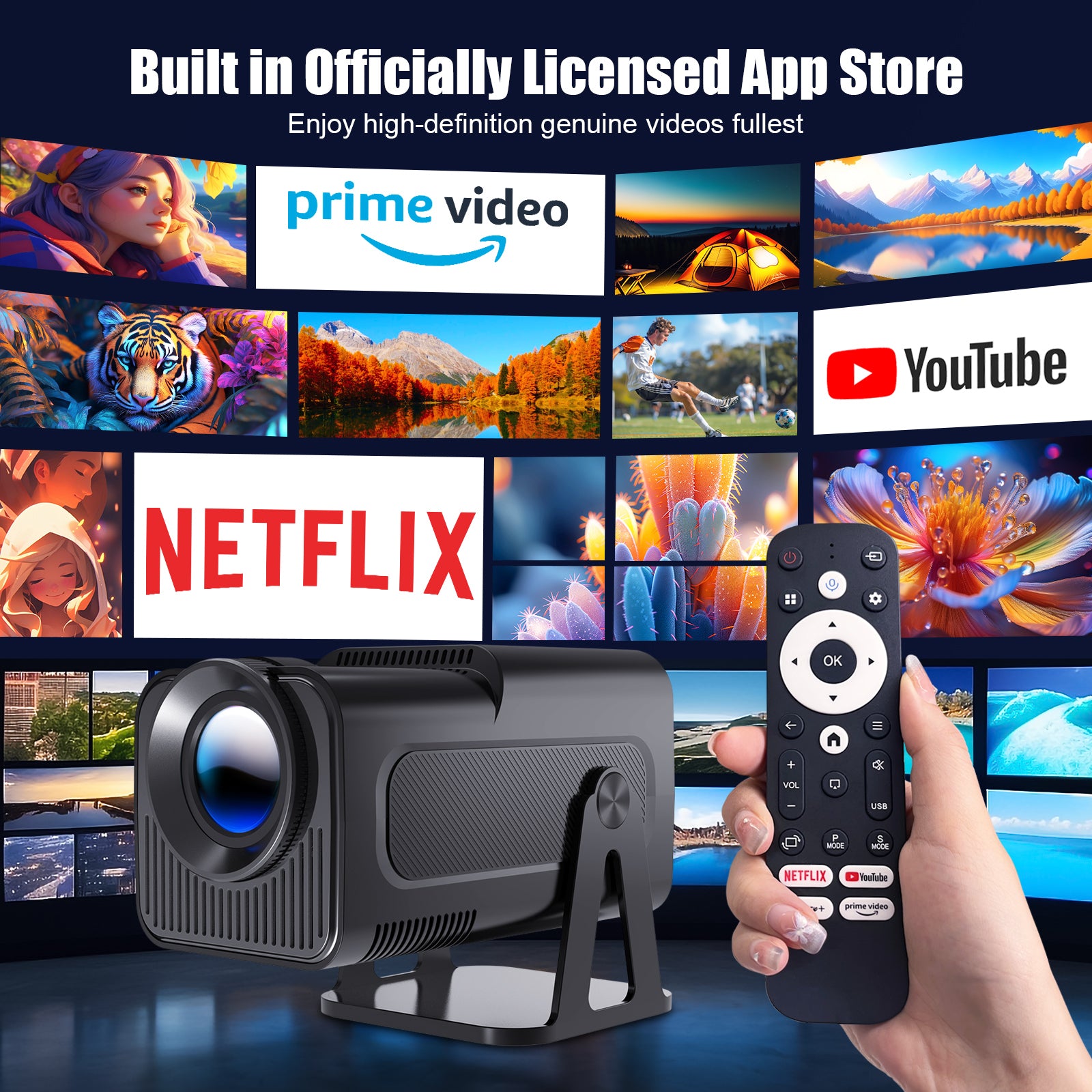 Proiector Portabil 1080p Nativ 500 ANSI Lumeni cu WiFi 5G Bluetooth 5.2 si Aplicatii Oficiale – Magcubic HY320-N