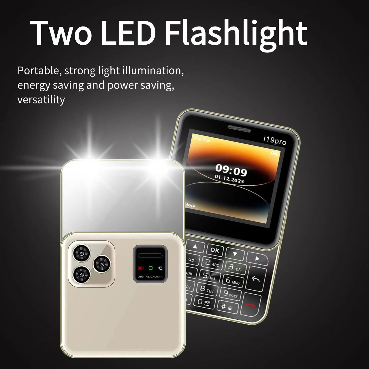 Telefon Mini i19 Pro Slide Button – 2.4", Dual SIM, 2G GSM, camera, FM, Bluetooth, butoane, deblocat