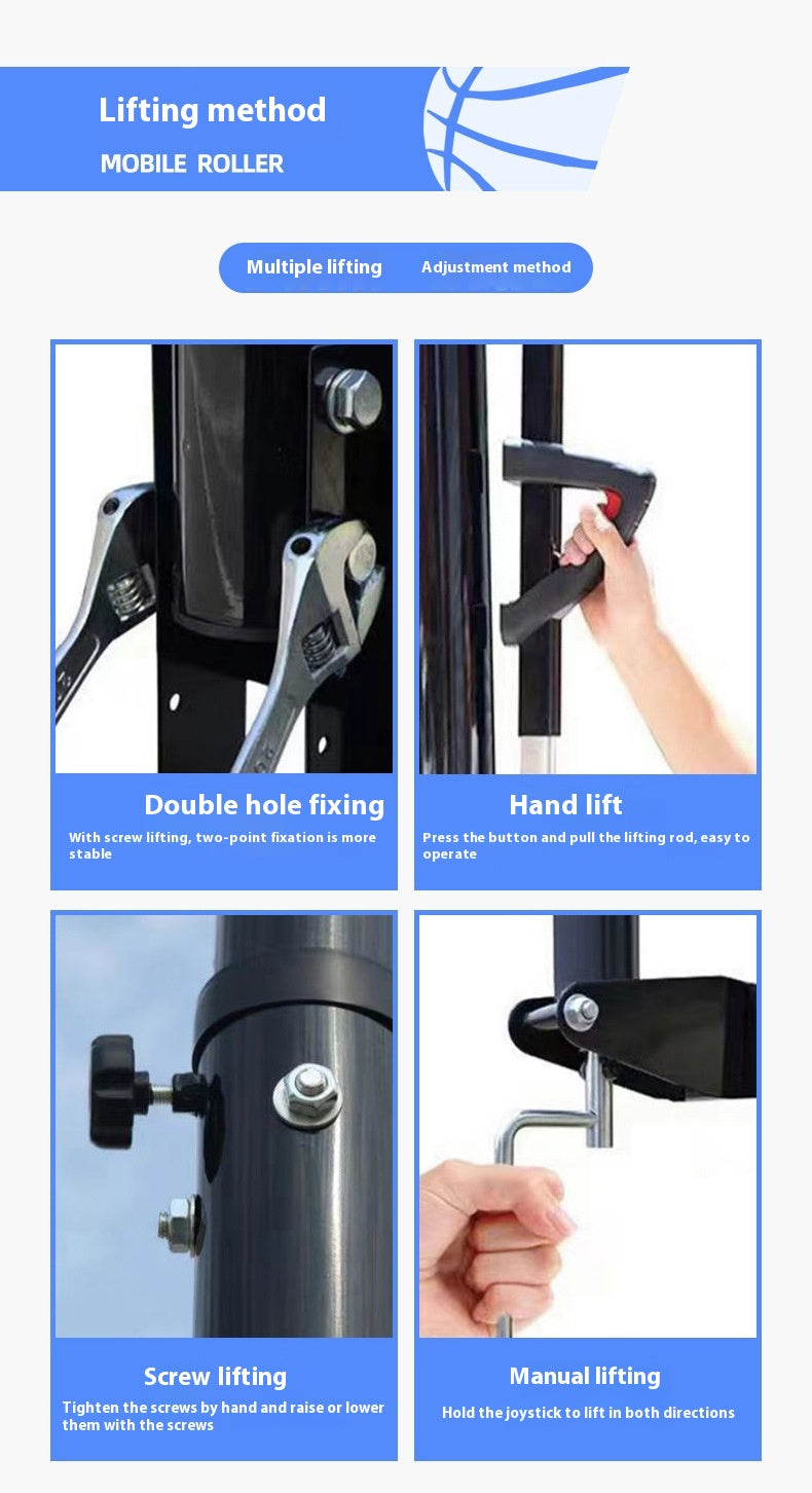 Cos baschet exterior reglabil 1.5–2.5 m – placa transparenta PVC, roti, baza umplere