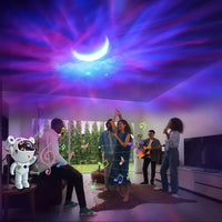 Proiector LED in forma de astronaut cu sunete si lumini, stickere autoadezive, conexiune Bluetooth - imagine 5