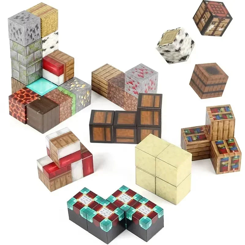 Blocuri magnetice de constructie, 180 piese, joc educativ, plastic ABS, 3+ ani, Cutie Cadou