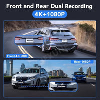 Camera auto duala 4K + 1080P cu WiFi, GPS, viziune nocturna si monitorizare parcare - imagine 4