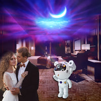 Proiector LED in forma de astronaut cu sunete si lumini, stickere autoadezive, conexiune Bluetooth - imagine 11