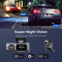 Camera auto duala 4K + 1080P cu WiFi, GPS, viziune nocturna si monitorizare parcare - imagine 3