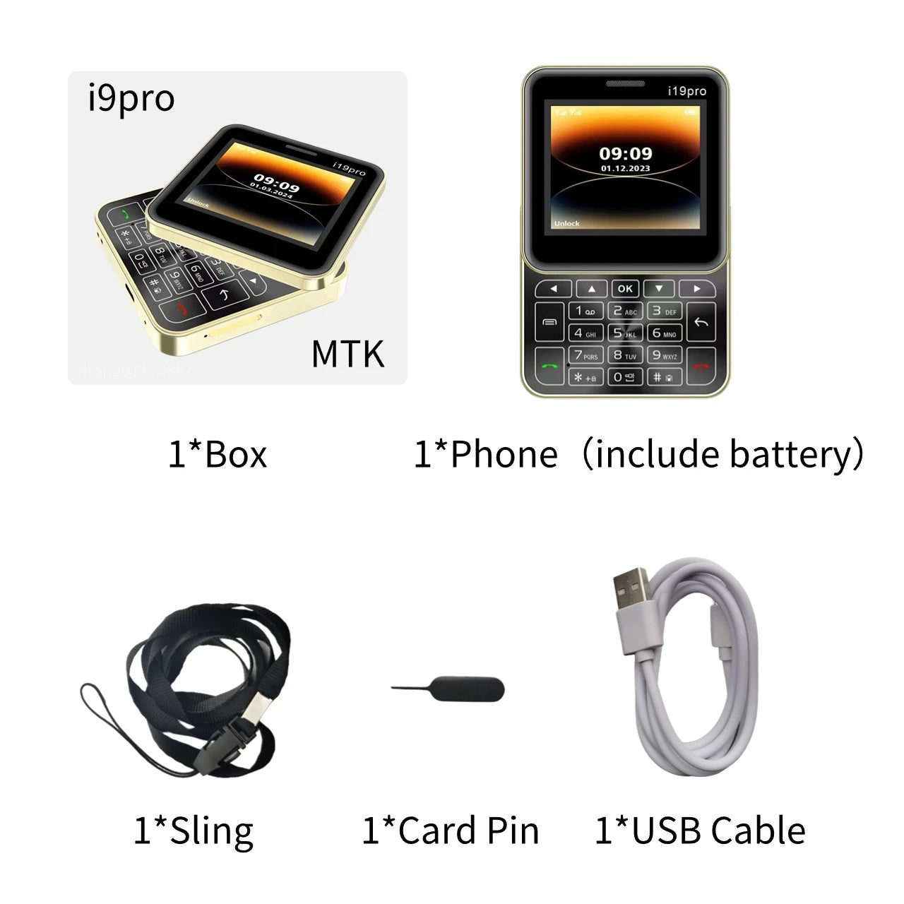 Telefon Mini i19 Pro Slide Button – 2.4", Dual SIM, 2G GSM, camera, FM, Bluetooth, butoane, deblocat