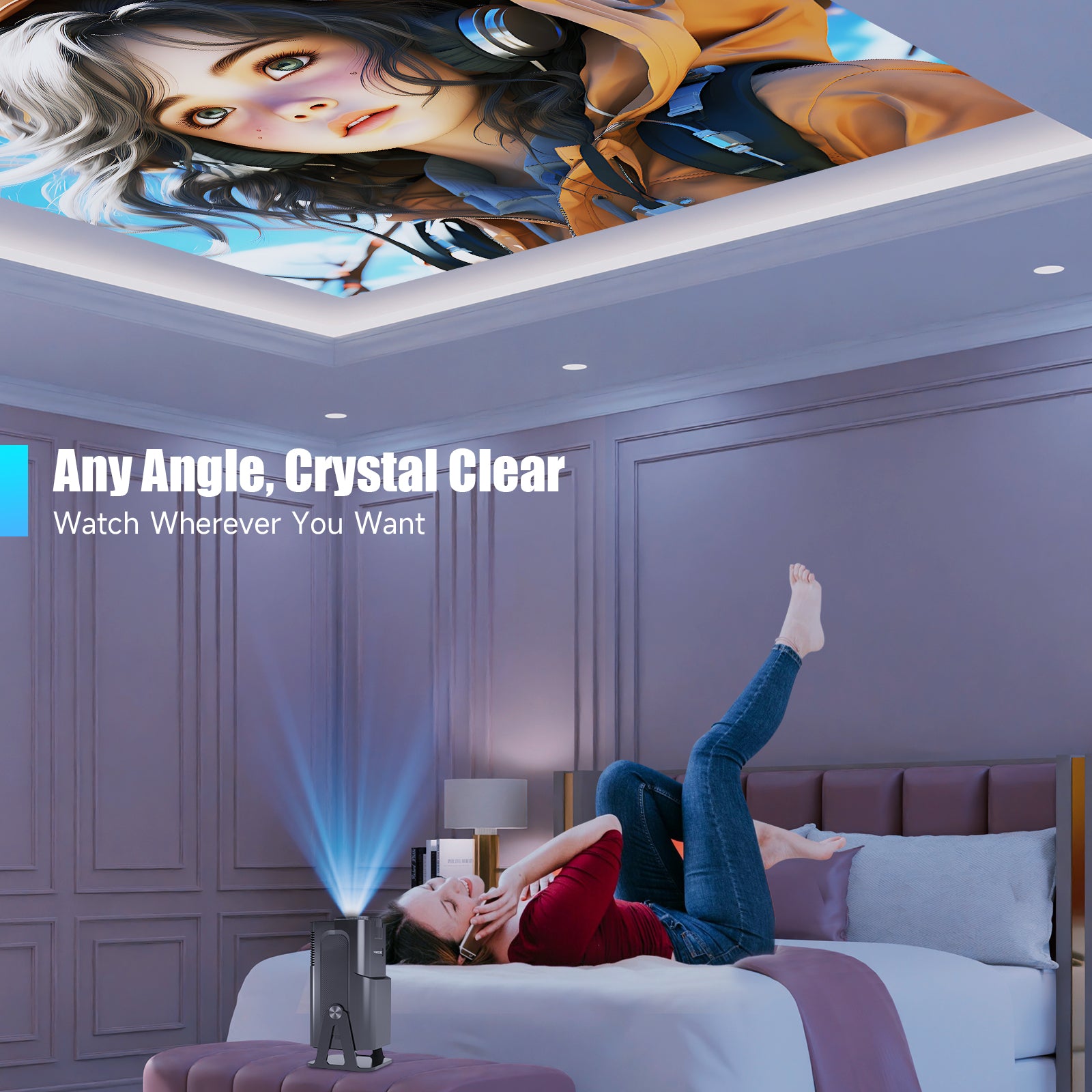 Proiector Portabil 1080p Nativ 500 ANSI Lumeni cu WiFi 5G Bluetooth 5.2 si Aplicatii Oficiale – Magcubic HY320-N