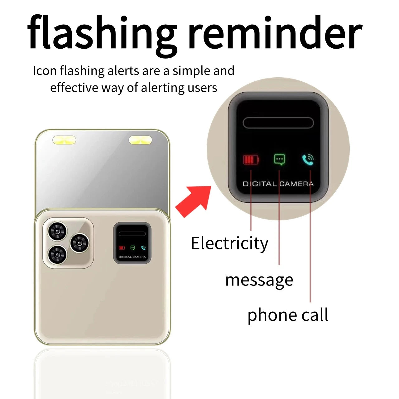 Telefon Mini i19 Pro Slide Button – 2.4", Dual SIM, 2G GSM, camera, FM, Bluetooth, butoane, deblocat