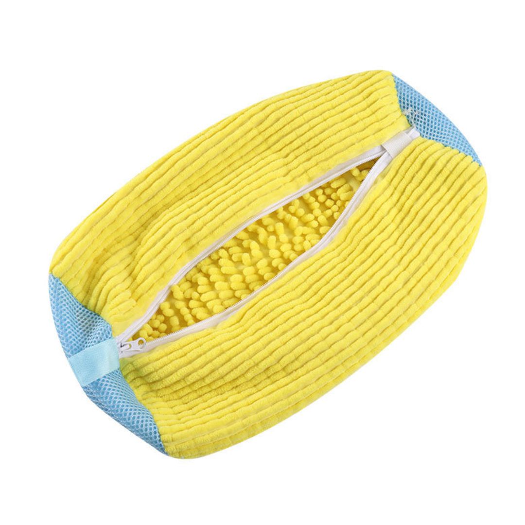 Sac pentru spalat incaltaminte din poliester – reutilizabil, rezistent, model galben, pentru masina de spalat si uscare