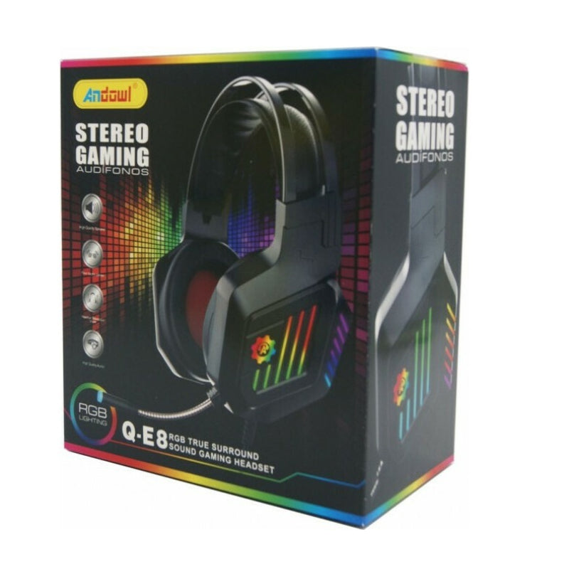 Casti Gaming Andowl Q E8 RGB Over Ear cu Microfon