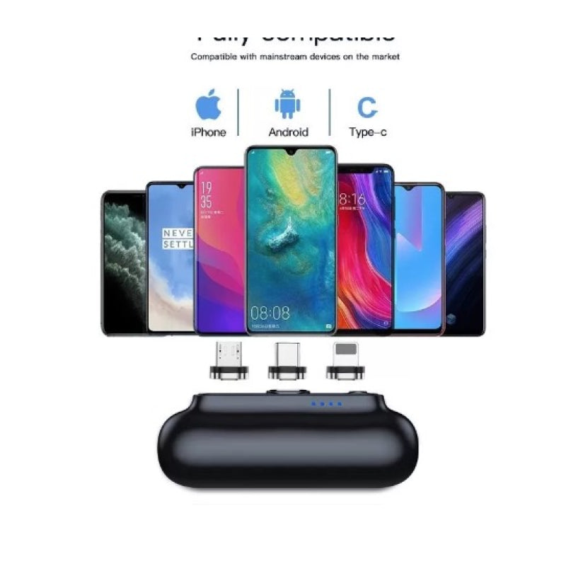 Baterie externa magnetica 3 in 1 5000 mAh Negru