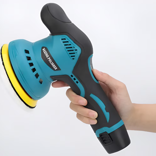 Aparat Polish Auto, 2 Acumulatori 12V, fara fir, portabil, 2500-5000 Rpm, 8 Viteze, Albastru/Negru