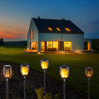 Set 4 lampi solare tip torta cu efect flacara, varianta mare 78cm, 96LED - imagine 4