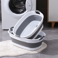 Cos de rufe, lighean silicon pliabil, 38L, alb/gri - imagine 9