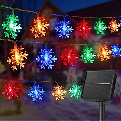 Instalatie Solara cu LED, 7 metri cu 50 fulgi de nea cristal