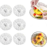 Set 100 huse alimentare de unică folosință cu bandă elastică, 22-38 cm, transparente