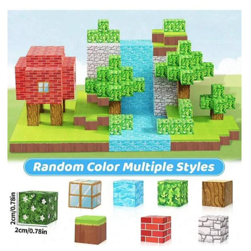 Blocuri magnetice de constructie 3D, 2.5 cm, 64-80 piese