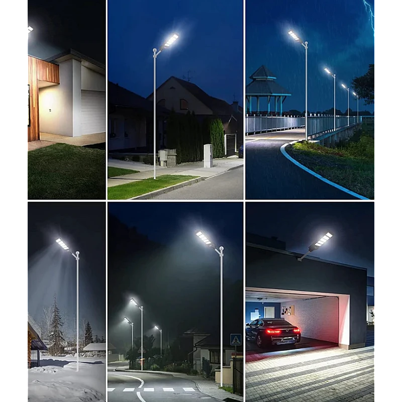 Lampa Solara Stradala, Dreptunghiulara 600W cu 12 Celule Telecomanda si Suport Metalic, Lumina Puternica