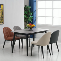 Scaun de dining tapițat, cu spătar ergonomic și picioare metalice, maro coniac - imagine 3