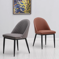 Scaun de dining tapițat, cu spătar ergonomic și picioare metalice, maro coniac - imagine 4