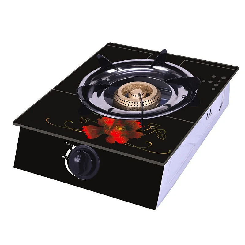 Aragaz din sticla securizata, 1 ochi din fonta, aprindere pe quartz, negru