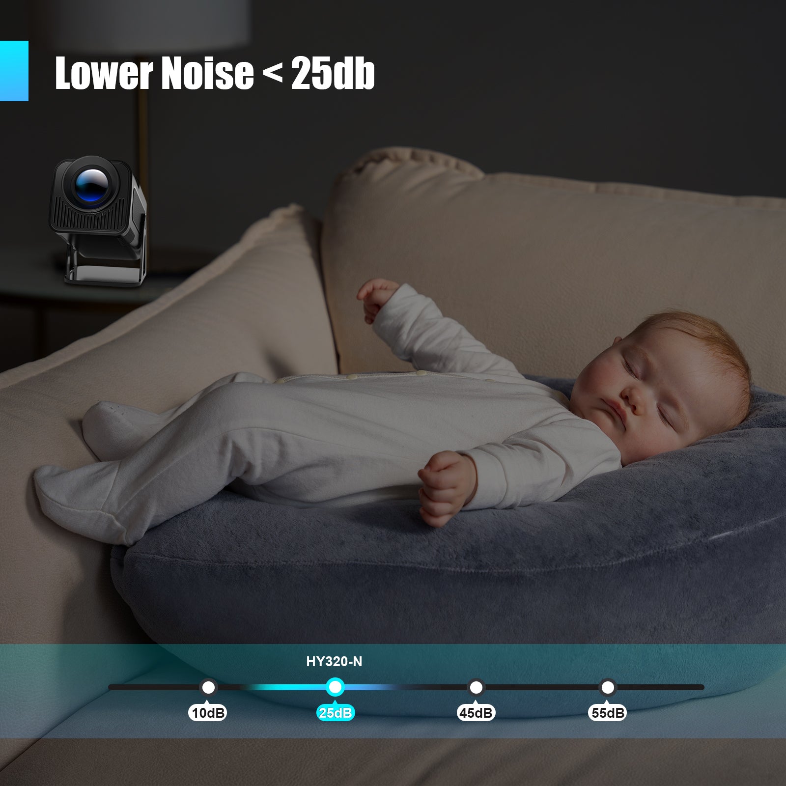 Proiector Portabil 1080p Nativ 500 ANSI Lumeni cu WiFi 5G Bluetooth 5.2 si Aplicatii Oficiale – Magcubic HY320-N