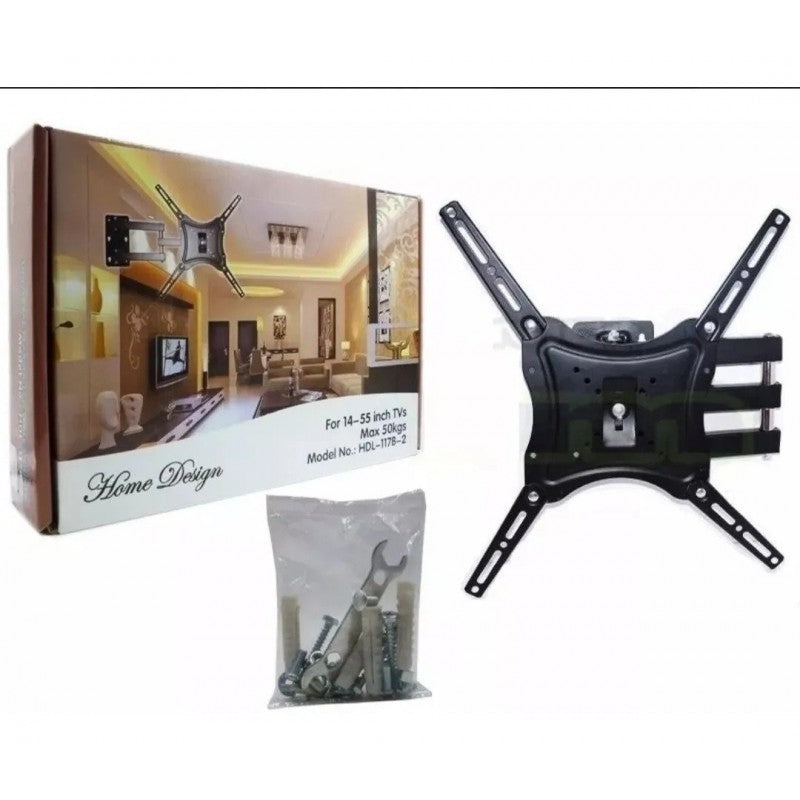 Suport TV mobil universal, cu 2 brate mobile, De la 14" la 55"(36 – 140 cm), Max 50Kg, Negru