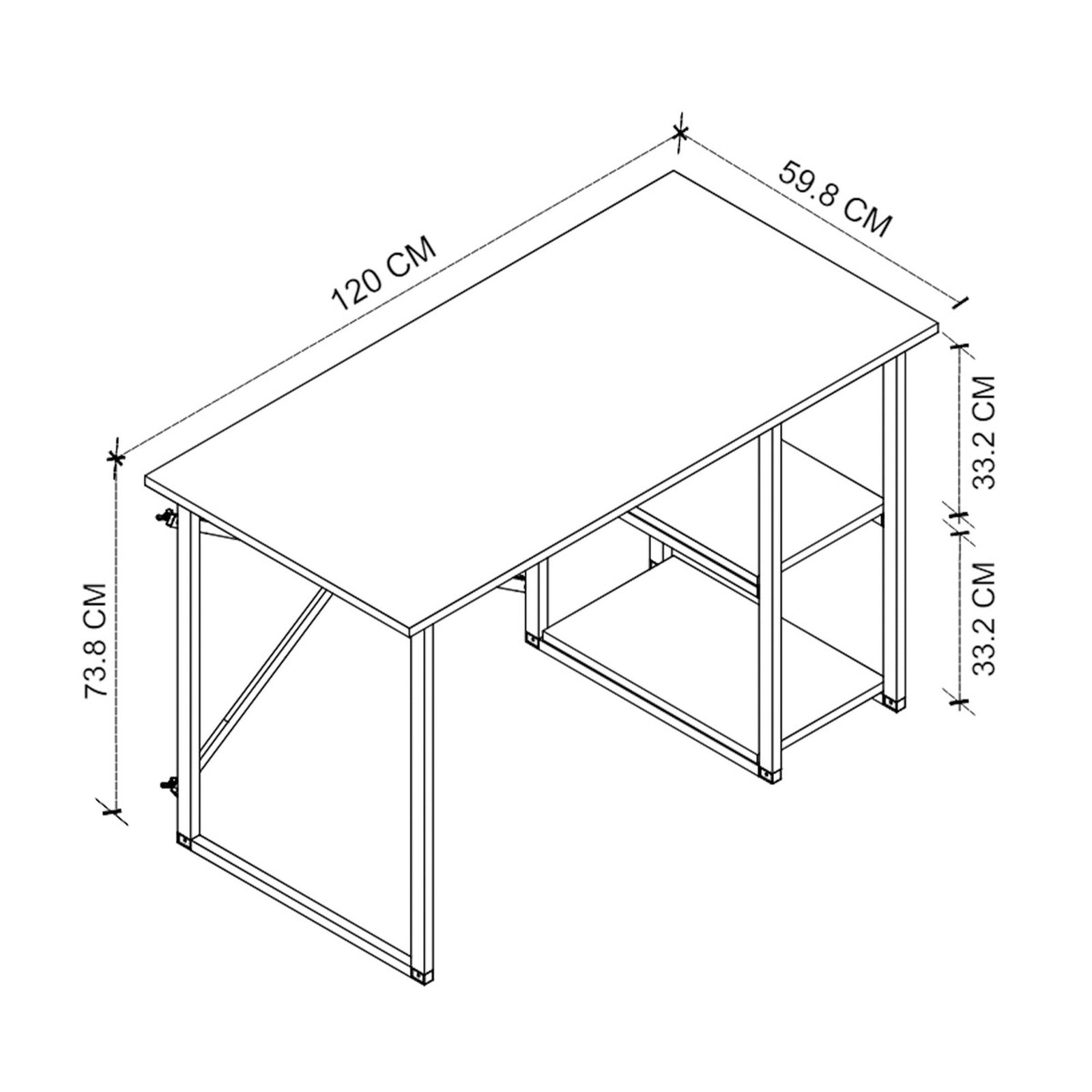 Birou modern cu rafturi laterale – PAL 18 mm, stil elegant, 120x60x75 cm