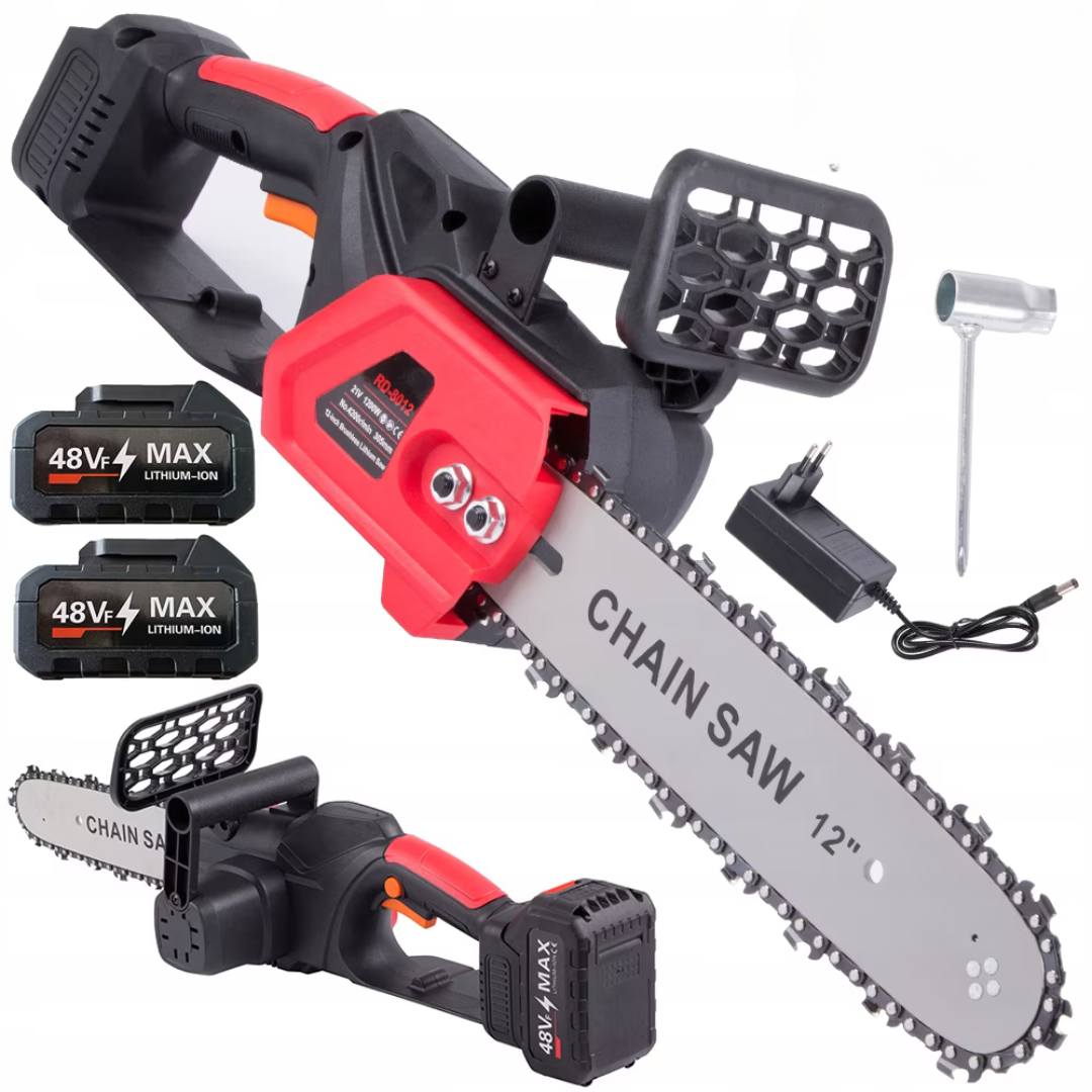 RESIGILAT - Drujba electrica cu lant 12 inch, cu 2 Acumulatori, 48 V, Lithium, 4800rpm, 305mm