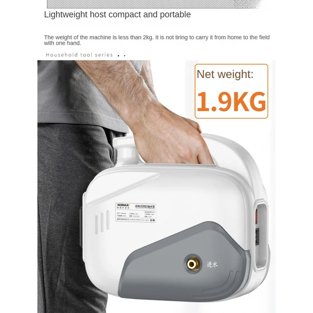 Aparat de spalat portabil cu presiune – baterie litiu detasabila, turbo 4 cilindri, display, Delixi