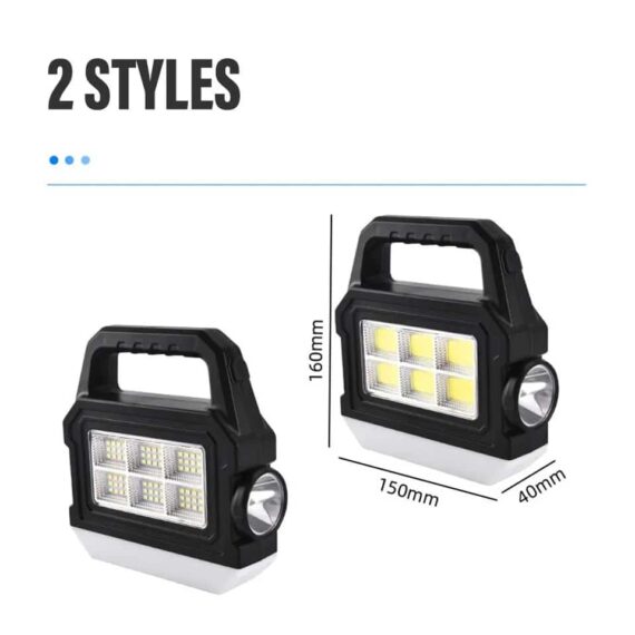 Lanterna solara COB +LED portabila, reincarcabila, raza lunga, 50m, design compact