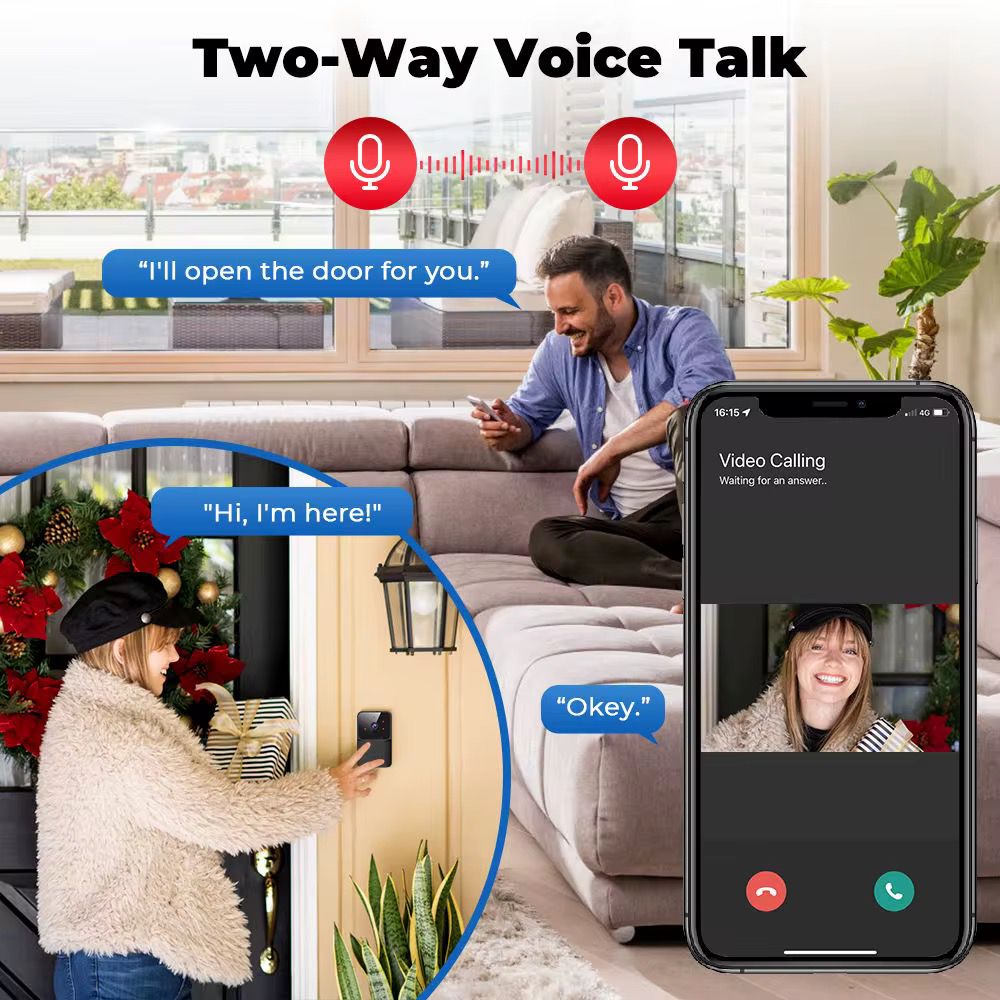 Sonerie Video Smart, Camera Supraveghere WiFi, Night Vision, Audio Bidirectional, Control Aplicatie Android/iOS