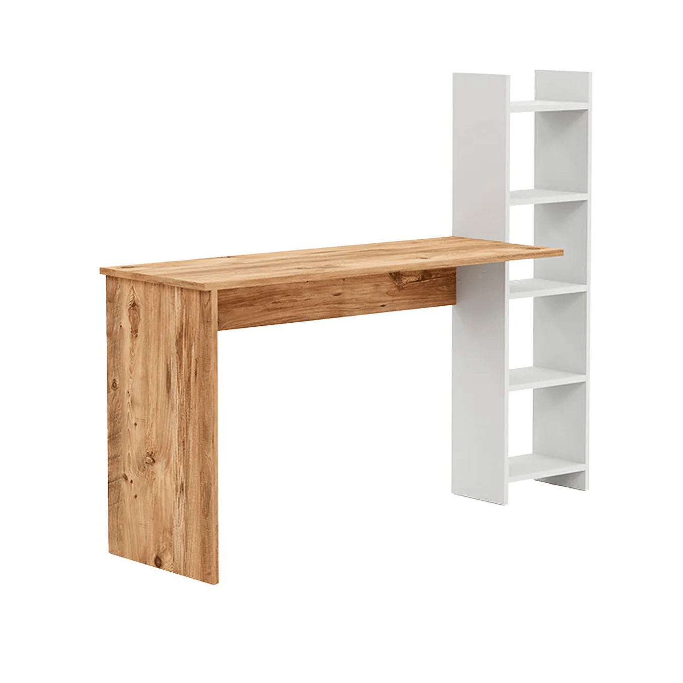 Masa birou cu biblioteca laterala si 5 rafturi, 120 cm