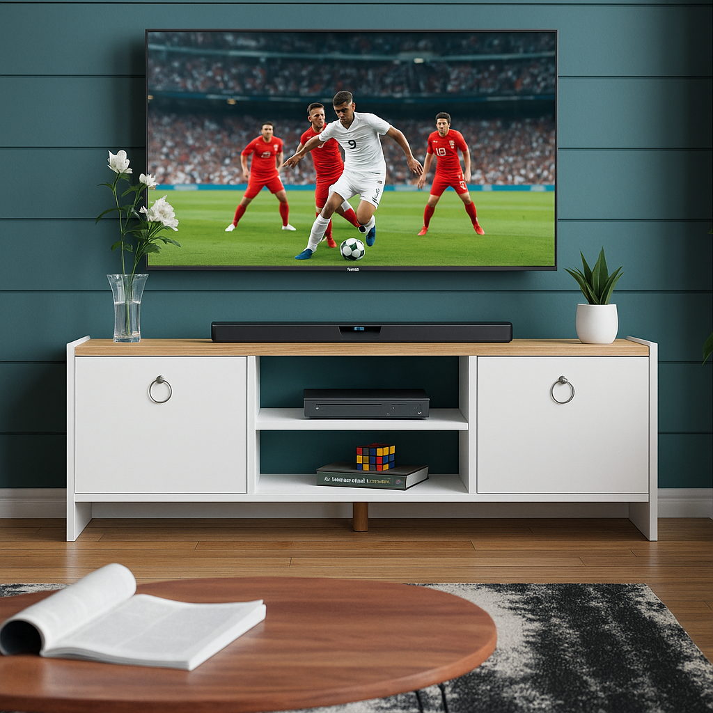 Comoda TV cu 2 usi, design modern, 120 x 29 x 43 cm