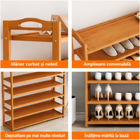 Raft de Pantofi din Lemn cu 6 Niveluri, 100 × 23 × 80 cm - detaliu produs