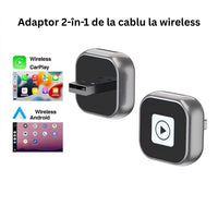 Adaptor wireless CarPlay si Android Auto 2 in 1 din aliaj de zinc, culoare auriu sampanie, compatibil universal - imagine 2