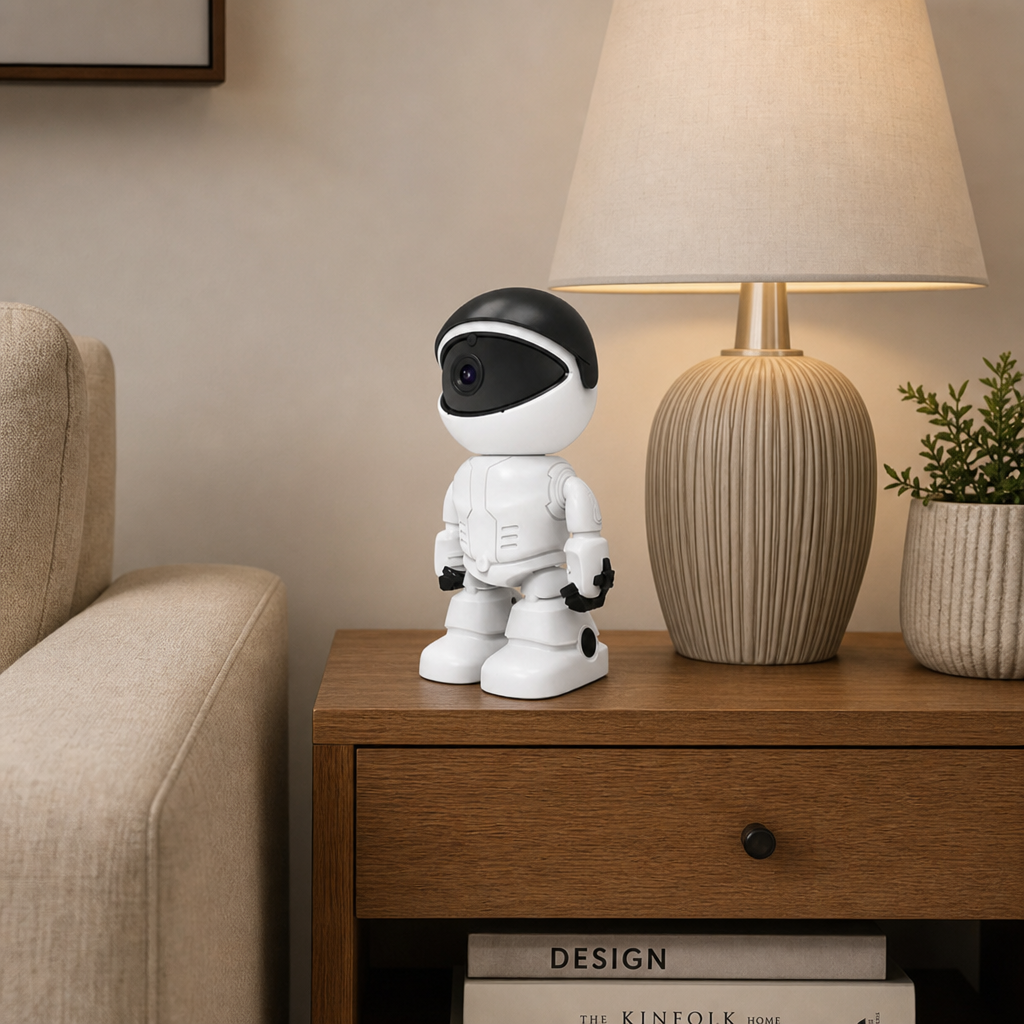 Camera Supraveghere Robot HD 1080P Wireless Audio Vedere Nocturna Infrarosu Rotire 360 Grade - in context de utilizare