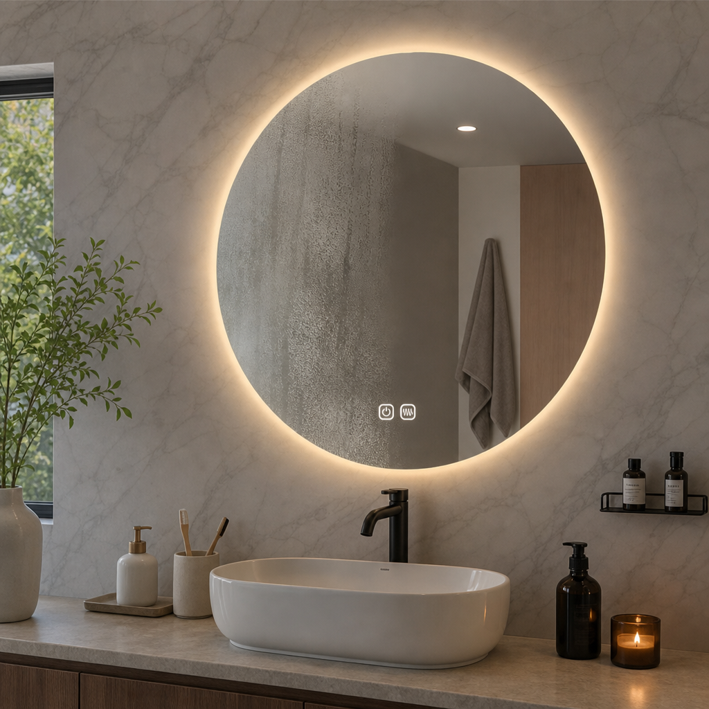 Oglinda 80 cm cu Functie Anti-aburire Iluminare LED 3 Culori Touch Control - in context de utilizare
