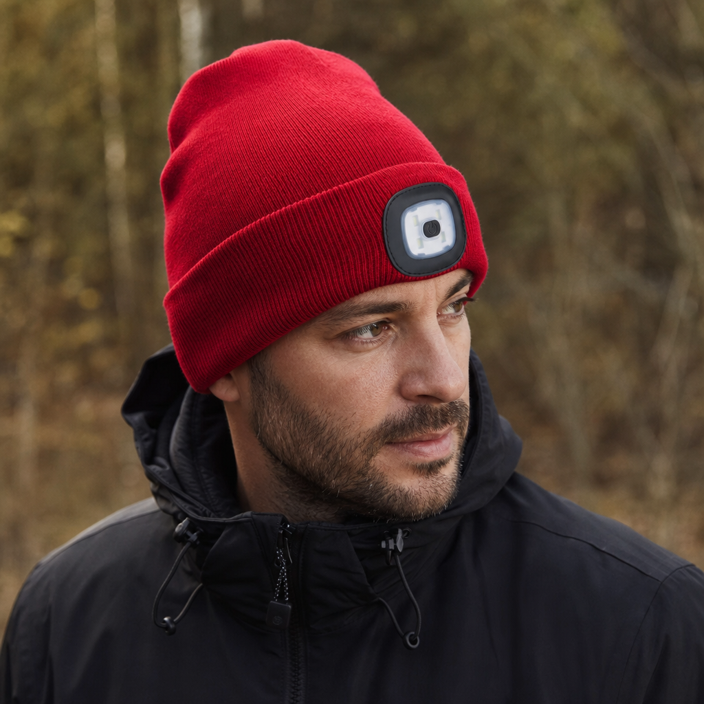 Caciula unisex cu lanterna frontala, cu baterii