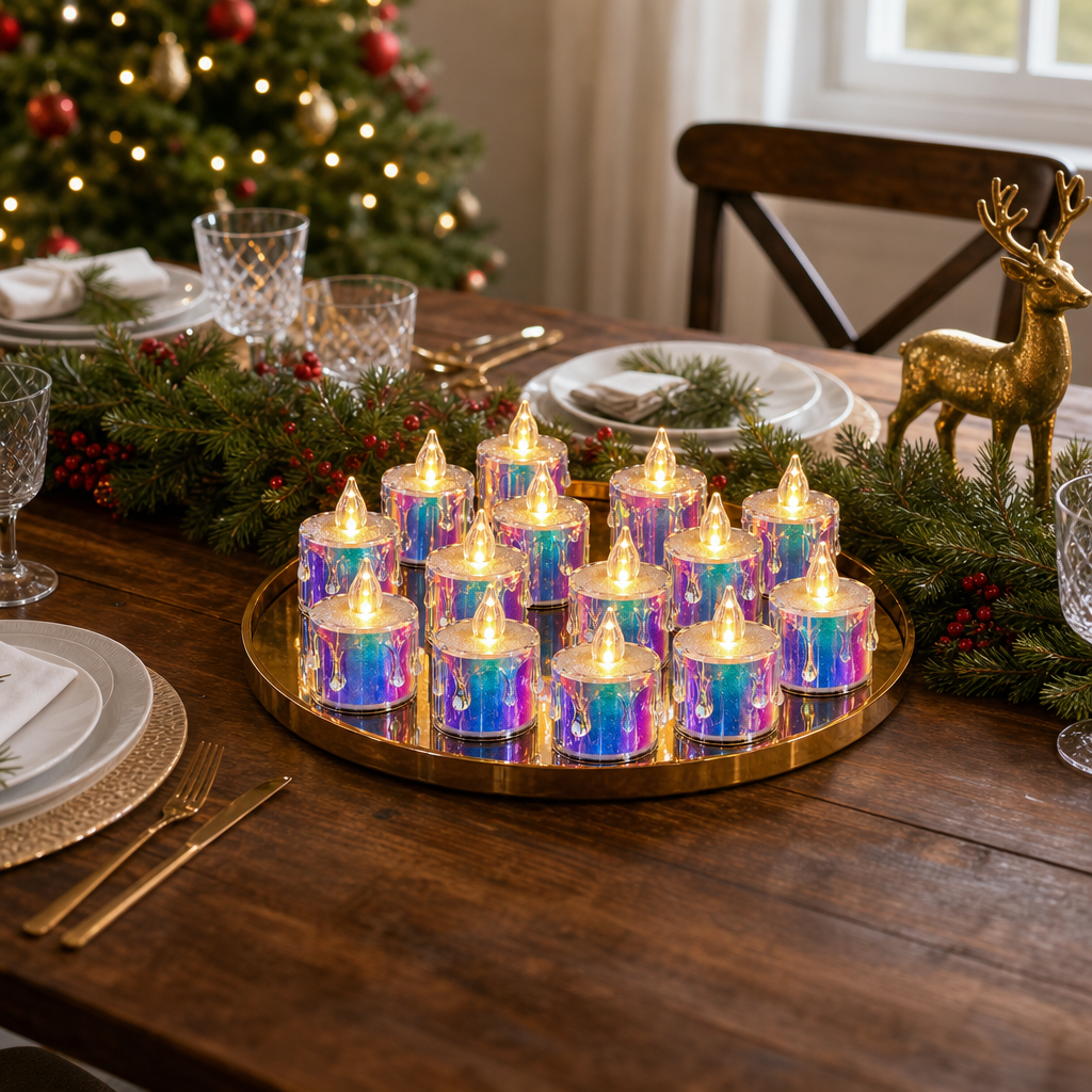 Set 15 Lumanri LED Fara Fum Decorative Multicolore cu Telecomanda - in context de utilizare